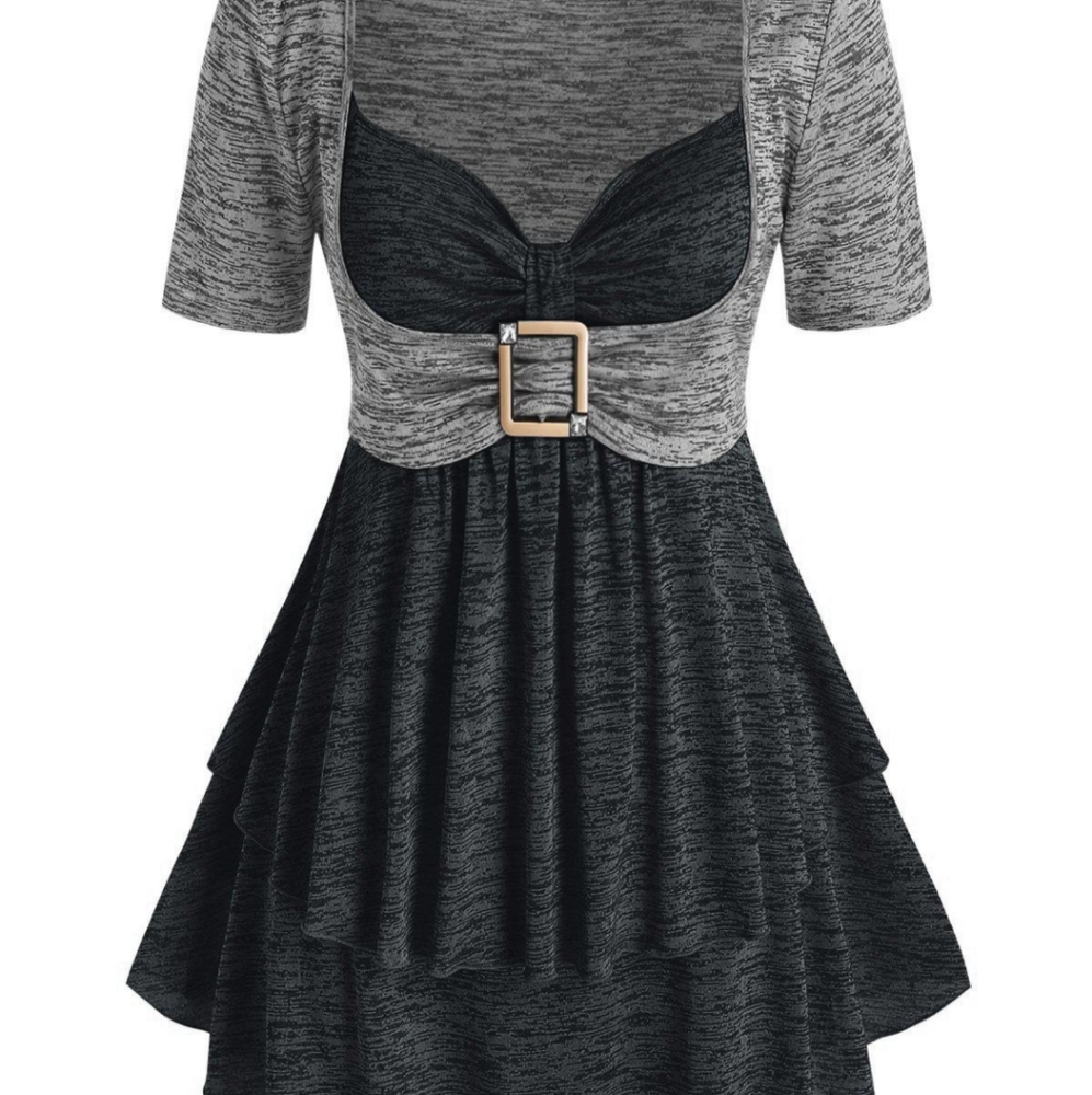 Cute Gray Shirt With Square Ring